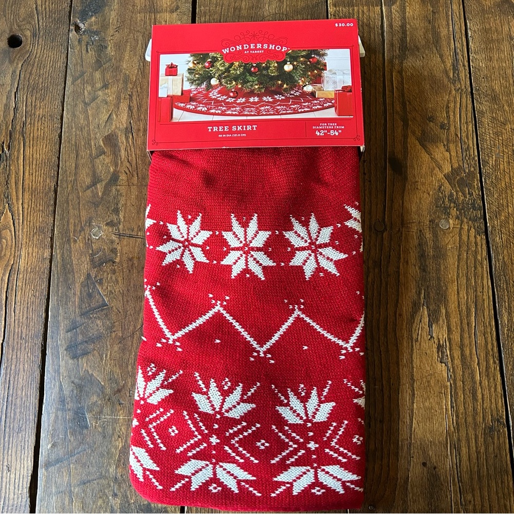 48" Wondershop Red and White Nordic Poinsettia/Snowflake Tree Skirt